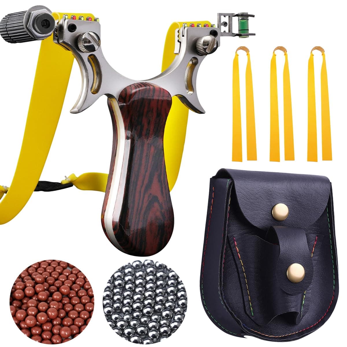 Zwille Schleuder, Schleuder Set, Schleuder Gummi, Schleuder für Erwachsene, Sport Outdoor Schleuder, 200 Stahlkugeln und 300 Tonkugeln, 3 Gummibänder, mit Visierfür die Jagd, Jagd Angebot bei HelloDeals