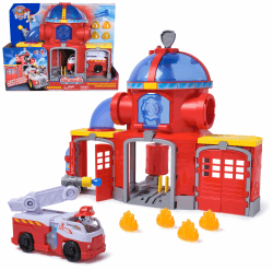 PAW PATROL – Fire Rescue Feuerwehr-Station mit Licht- und Soundeffekten, Wasserkanone, Rutschstange und Startrampe, ca. 38 cm, inkl. Marshall-Figur und Feuerwehrauto, für Kinder ab 3 Jahren Angebot bei HelloDeals