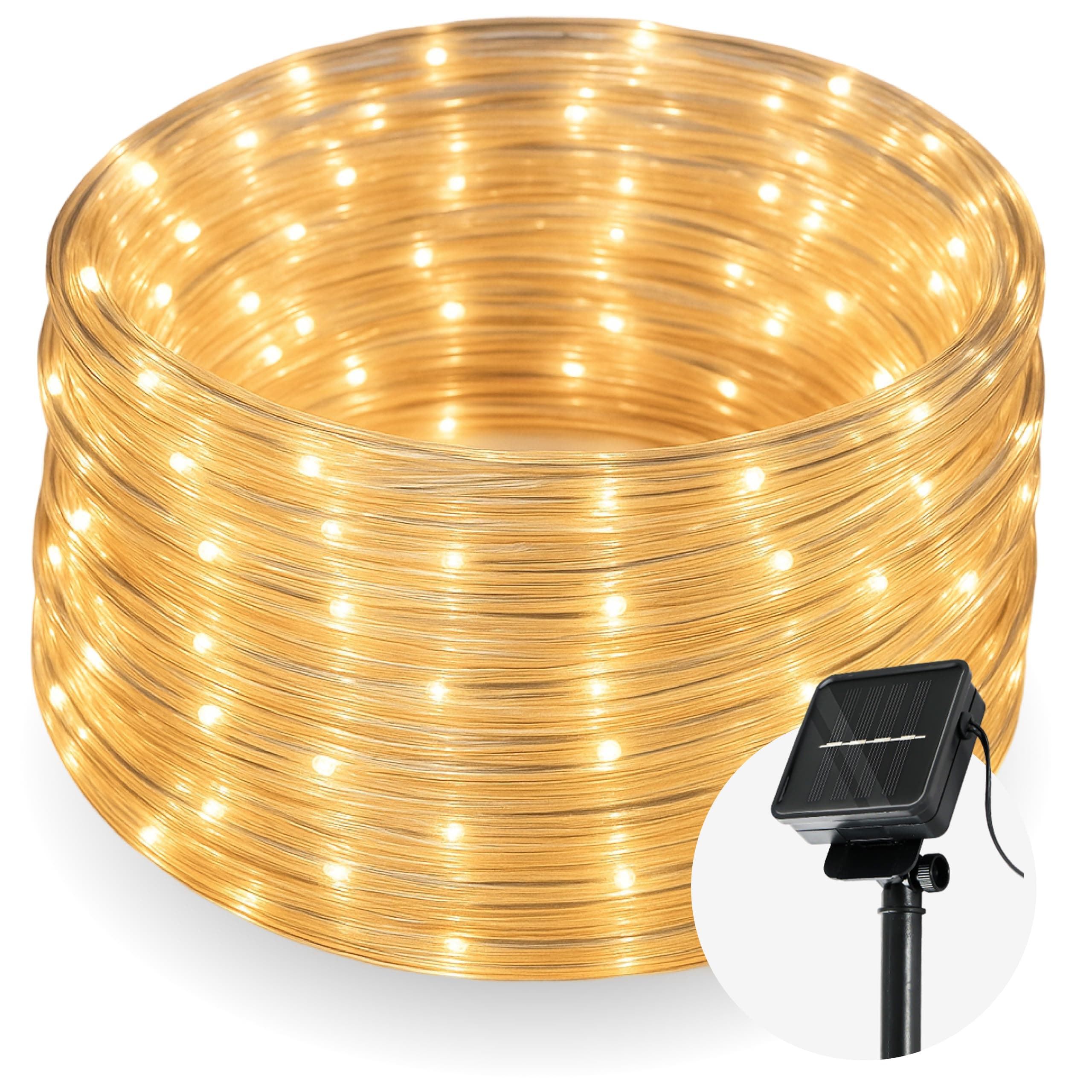 CozyHome Lichterschlauch aussen 200 LED - 8 Modi & Timer - 12m mit Solar Solarbetrieben Warmweiß I Lichtschlauch außen Schlauchlichterkette für outdoor 10m Leuchtschlauch Lichterkette Lichtschläuche 12 Meter Angebot bei HelloDeals