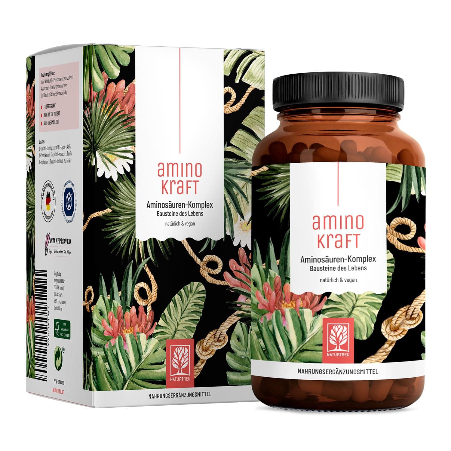 Aminosäuren Komplex hochdosiert - 180 vegane Amino Tabletten mit je 1000 mg pro Tagesdosis mit 12 verschiedenen Aminosäuren - EAA Pattern Presslinge von NATURTREU 180 Kapseln Angebot bei HelloDeals