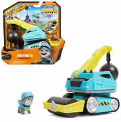 Rubble & Crew - Abrissbirnen-Baufahrzeug (Basis Fahrzeug) mit Motor-Figur, bewegliche Abrisskugel & Asphaltfertiger, authentisches Spielzeug aus TV-Serie, für Kinder ab 3 Jahren Angebot bei HelloDeals