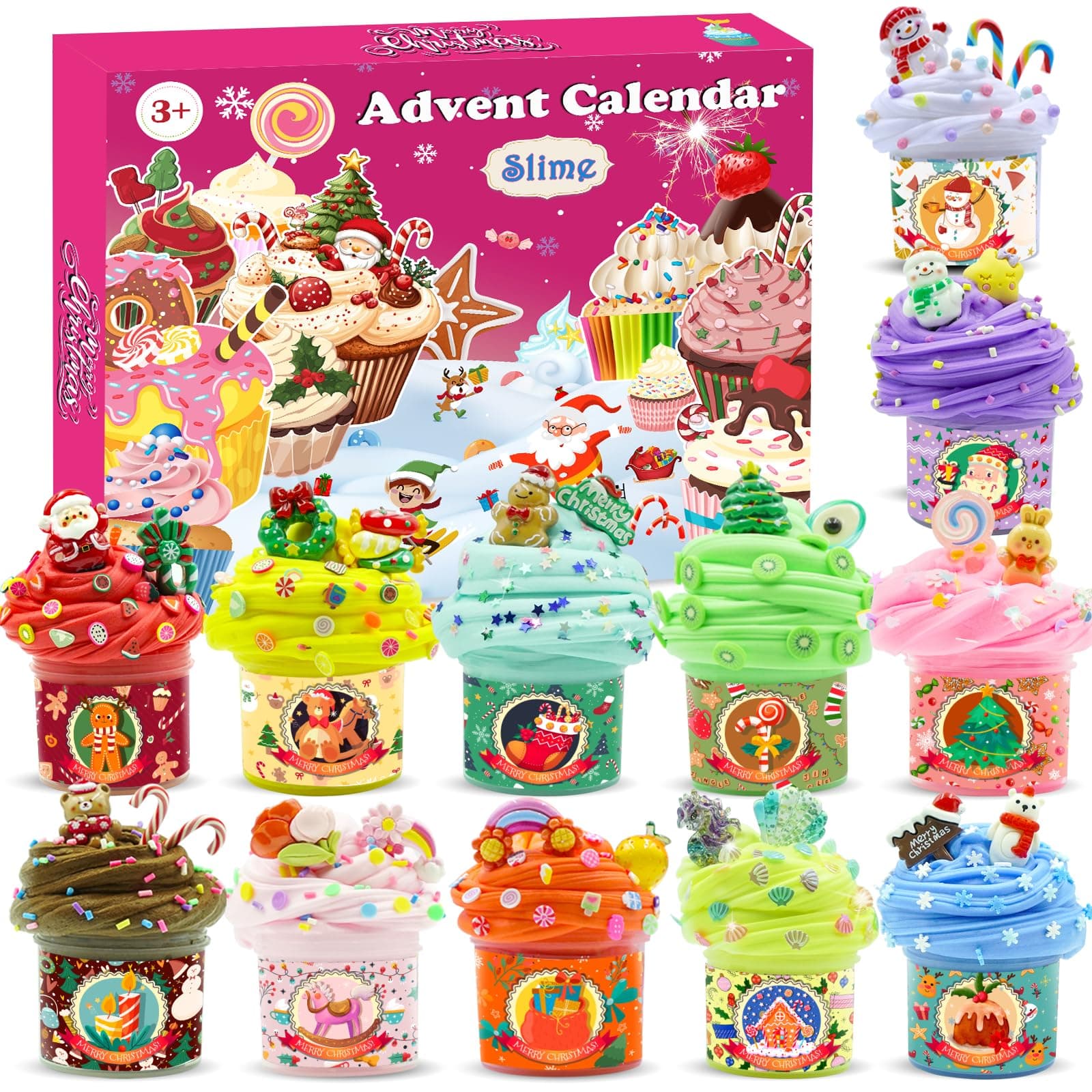 Schleim Adventskalender 2025 Kinder, 24 Tage DIY Slime Weihnachts Countdown Kalender Spielzeug, Weihnachten Überraschungen Geschenk für Mädchen & Jungen Rosa Angebot bei HelloDeals