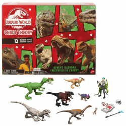 Jurassic World Chaostheorie Exklusiver Adventskalender mit 12 Türchen, 12 Tage voller Überraschungen, Smoothie und 8 weitere Dinosaurier-Figuren, Brooklynn-Figur, JGM17 Angebot bei HelloDeals
