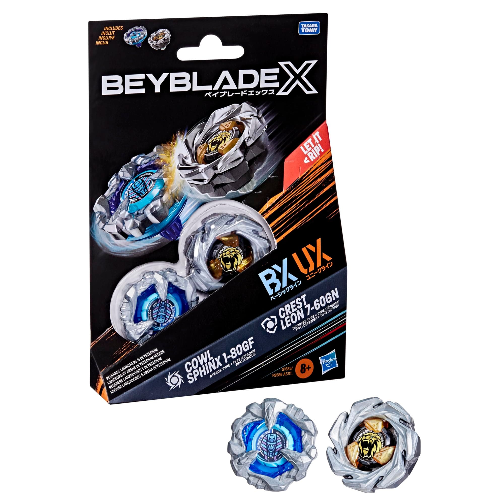 Hasbro Beyblade X Cowl Sphinx 1-80GF BX & Crest Leon 7-60GN UX Dual Pack Set COWL SPHINX & CREST LEON DUAL PACK Angebot bei HelloDeals