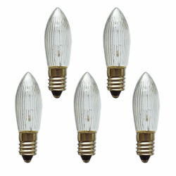 Erzgebirgslicht - AUSWAHL - 5x Topkerze Spitzkerze 48V 3W E10 für 5 Brennstellen Ersatzbirne Glühbirne Riffelkerze Glühlämpchen für Lichterketten und Schwibbogen (keine LED!) 48 Volt / 3 Watt Angebot bei HelloDeals