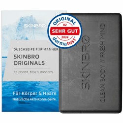 SKINBRO Originals Festes Duschgel Männer mit Aktivkohle - Sportlich & Frisch - Duschseife Männer Made in Germany, Shampoo Herren Vegan & Nachhaltig - Silikonfrei, Seife Stück, 100g feste Seife Einzelne - Originals Angebot bei HelloDeals