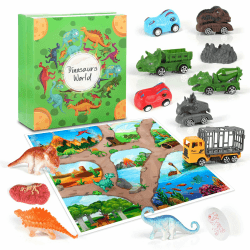 Adventskalender 2025 kinder,weihnachtskalender 2025, Dino Christmas weihnachtskalender für Kinder, Dinosauriertransporter, Dinosaurierauto, Minidinosaurier, für Kinder ab 4 Jahren Angebot bei HelloDeals