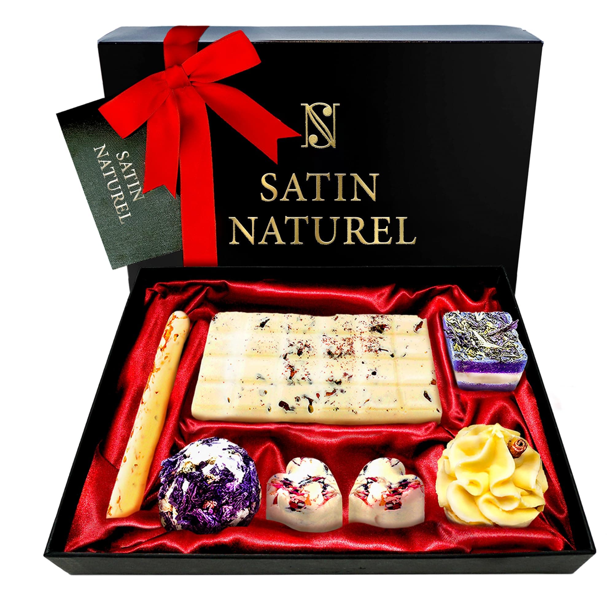 Satin Naturel 7 Luxuriöse BIO Badebomben Vegan für 14 Bäder - Geschenk für Sie - Wellness Geschenke für Frauen - Geburtstagsgeschenk für Frauen - Frauentag Geschenk Angebot bei HelloDeals