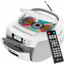 KLIM CD Player mit Kassette, Kassettenspieler, Kassettenrekorder, Radio mit CD und Kassette, CD Player mit Radio & USB, Bluetooth CD-Player, AM/FM Radio, Netz- und Batteriebetrieb - Weiß Angebot bei HelloDeals