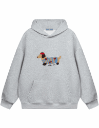 Aelfric Eden Cartoon Dog Hoodie Herren Oversized Kapuzenpullover Langarm Sweatshirt Y2K Hoody mit Kapuze Basic Vintage Hooded mit Muster Unisex Sport Oberteile Streetwear S Grau Angebot bei HelloDeals