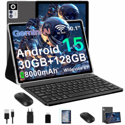 ZIOVO Android 15 Tablet 10 Zoll Gemini AI, 30GB RAM+128GB ROM(TF 1TB), 5G WLAN, Octa-Core 2.0GHz, Widevine L1, 8000mAh, BT 5.0, GPS, Face ID, Tablet mit Tastatur, Maus - Schwarz Android 15 Schwarz Angebot bei HelloDeals