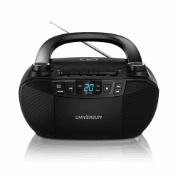 Universum BB 200 - tragbarer CD-Player mit Radio und Kassette - einfache Bedienung für Kinder & Senioren - AUX-IN, UKW Radio, Kopfhöreranschluss - kleine Boombox mit Netz- & Batteriebetrieb - Schwarz Angebot bei HelloDeals