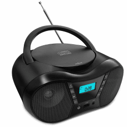 Tragbarer CD-Player Boombox mit FM-Radio, Bluetooth-Lautsprecher, AC/Batteriebetrieben, unterstützt CD/CD-R/RW/USB/BT/AUX, LCD-Display, Kopfhöreranschluss, Geschenke für Eltern (Schwarz) Angebot bei HelloDeals