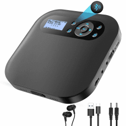 Tragbarer CD Player mit Bluetooth, NEU Wiederaufladbar Discman CD Player für Auto mit FM, Zwei Stereo Lautsprechers, Anti-Skip, Zwei Kopfhöreranschlüssen, für Geschenk,Zuhause CD022 Bluetooth 5.3 Angebot bei HelloDeals