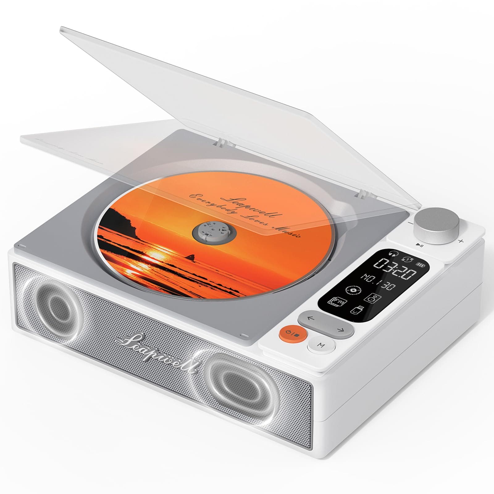 CD Player Tragbar, Leapwell Tragbarer CD Player mit Lautsprecher Bluetooth CD-Player mit Fernbedienung Kinder Mini CD Spieler Anti Skip mit AUX Optisch USB LCD Bildschirm Weiß Angebot bei HelloDeals