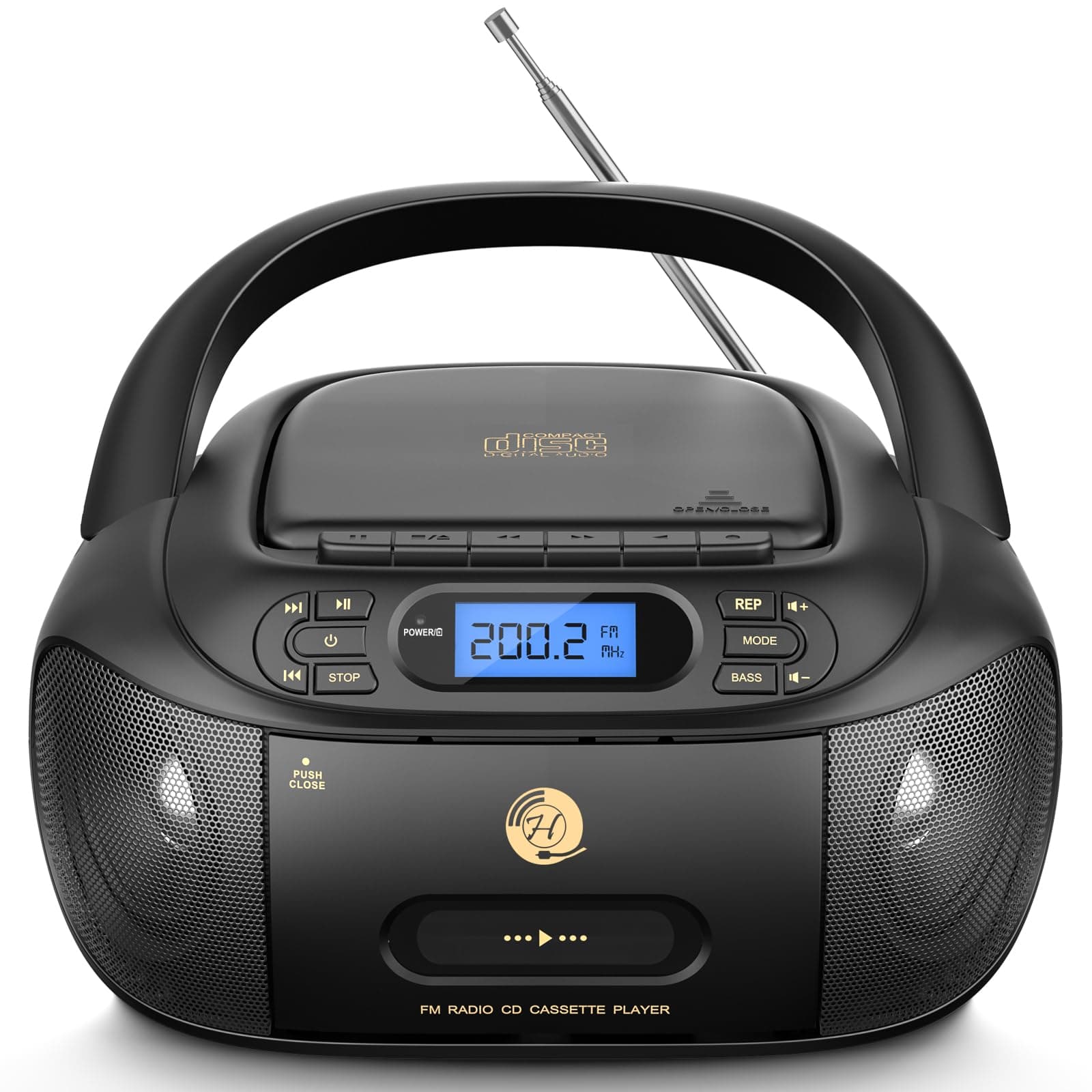 CD-Player mit Kassette, CD Boombox mit Bluetooth, UKW-Radio, Eingebauten Stereo-Lautsprechern, Wiederaufladbarem CD/Tape-Player, AUX-Eingang, USB-Wiedergabe, Kopfhörerausgang Angebot bei HelloDeals