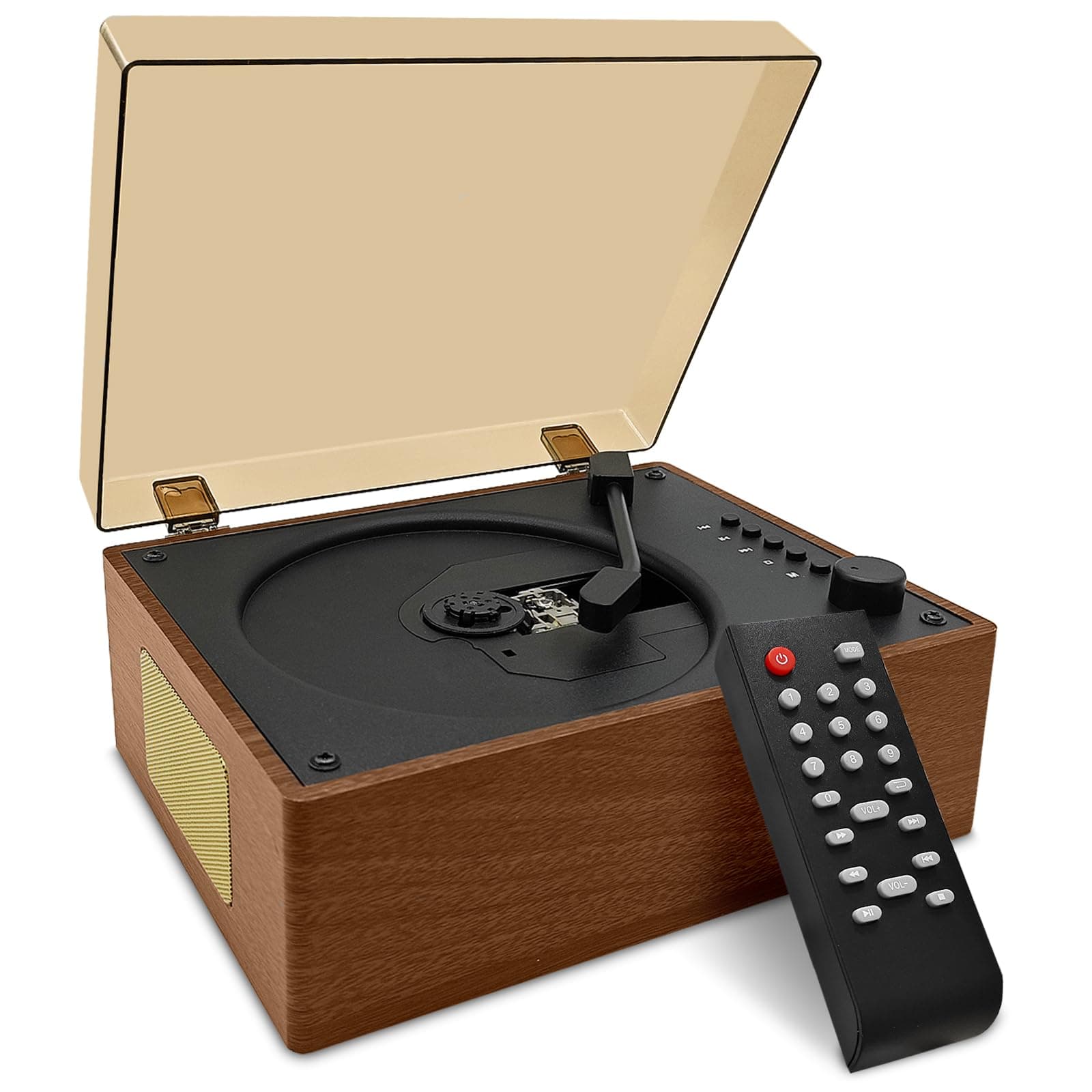 Retro CD-Player tragbar mit Lautsprechern – Bluetooth Desktop Knit für Zuhause, wiederaufladbarer Akku, Kleiner Vintage CD-Player mit Bluetooth-Eingang, USB-Wiedergabe und AUX In Angebot bei HelloDeals