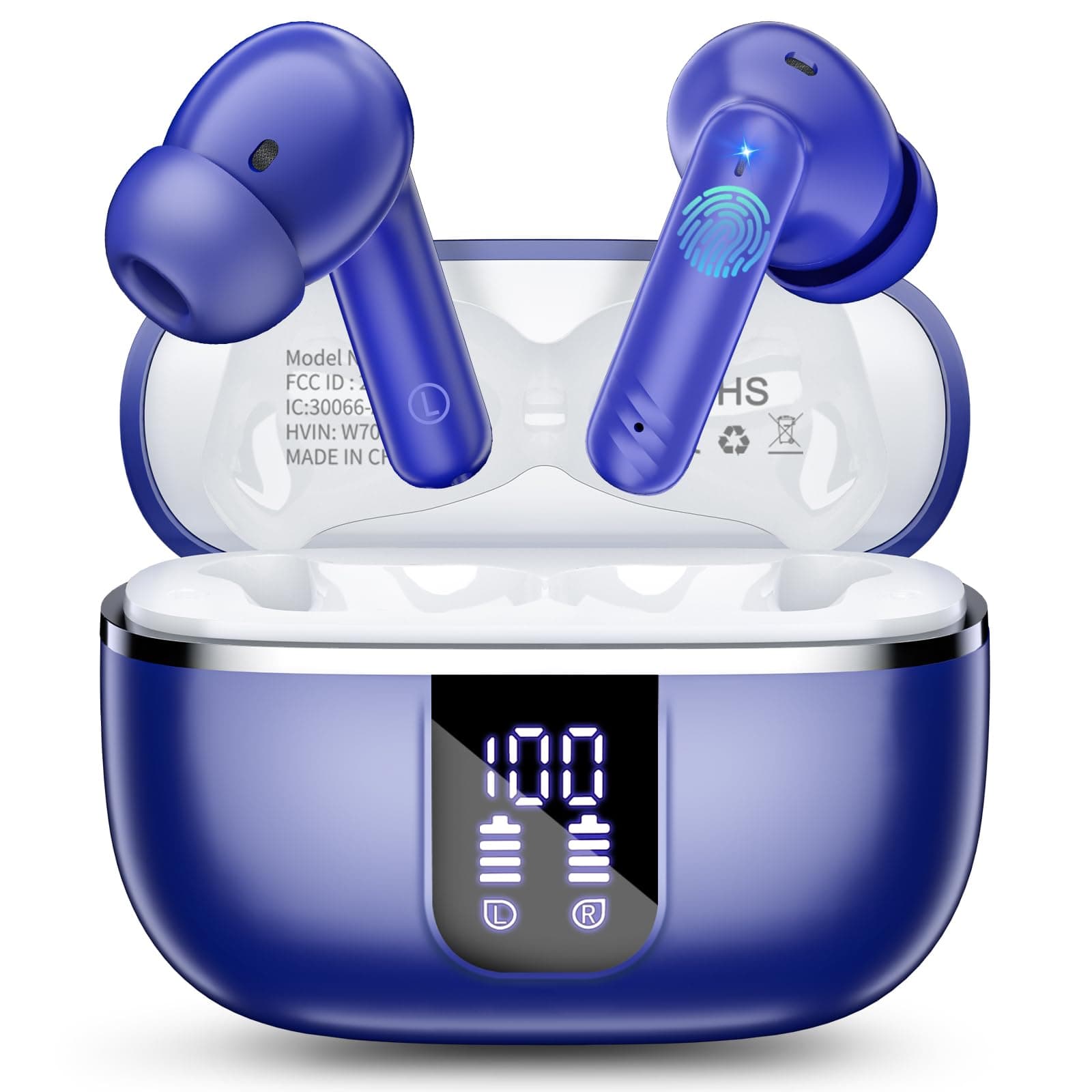 Bluetooth Kopfhörer, In Ear Kopfhörer Kabellos Bluetooth 5.4, 46 Std Bass 3D Stereo Wireless Earbud, USB-C Schnellladung, 4 ENC Noise Cancelling Mic, IPX7 Wasserdichte Ohrhörer für Sport Gym. Blau Angebot bei HelloDeals
