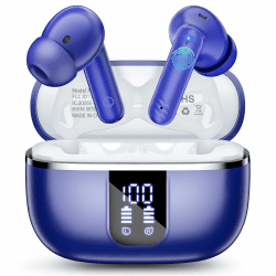 Bluetooth Kopfhörer, In Ear Kopfhörer Kabellos Bluetooth 5.4, 46 Std Bass 3D Stereo Wireless Earbud, USB-C Schnellladung, 4 ENC Noise Cancelling Mic, IPX7 Wasserdichte Ohrhörer für Sport Gym. Blau Angebot bei HelloDeals