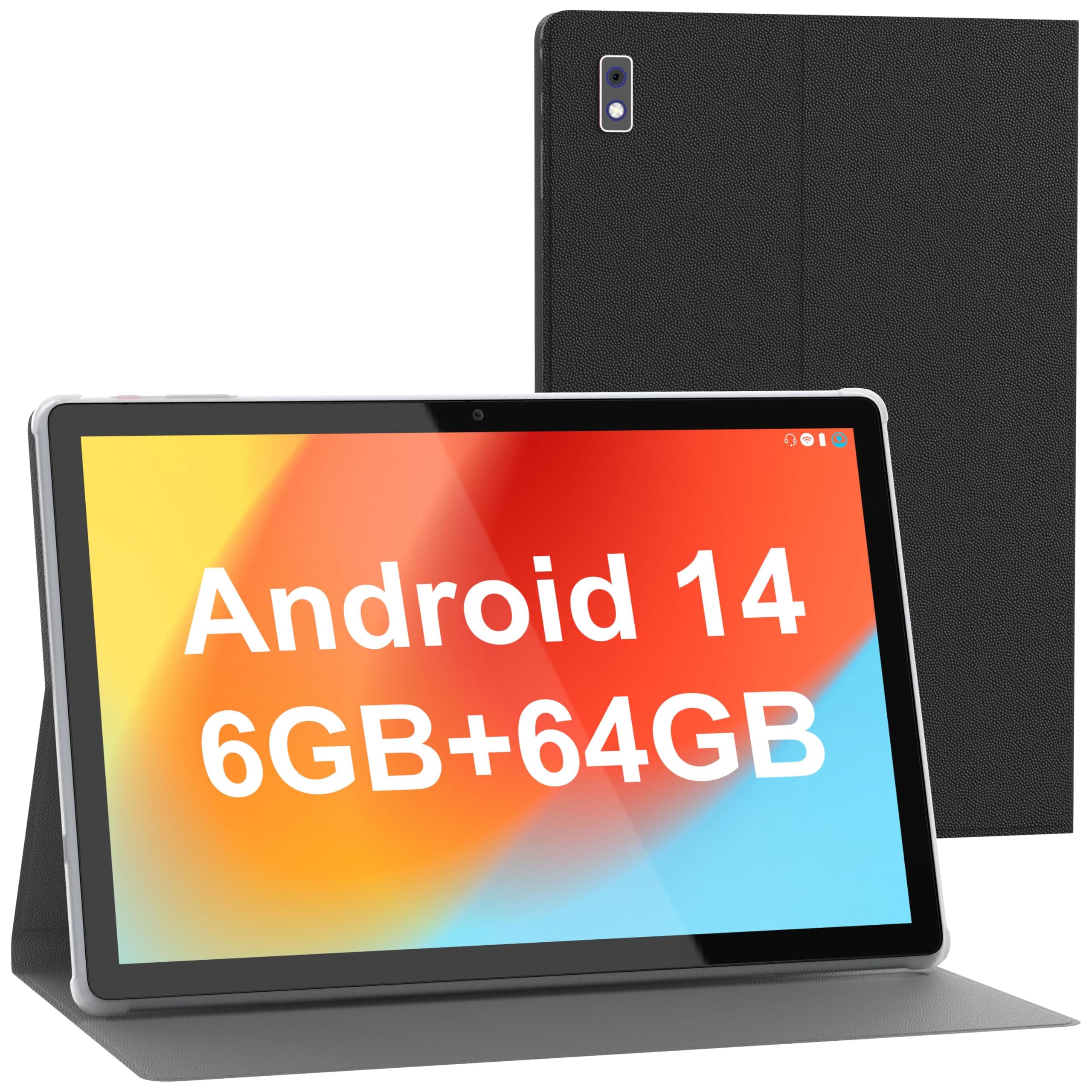 Tablet 10 Zoll Android 14 5000mAh Quad-Core 6(2+4) GB RAM+64GB Tablet PC mit WiFi 6 2.4G/5G Bluetooth 5.0 1280 * 800 FHD Dual Kamera mit Hülle und Schutzfolie 2025 (Grau) Angebot bei HelloDeals