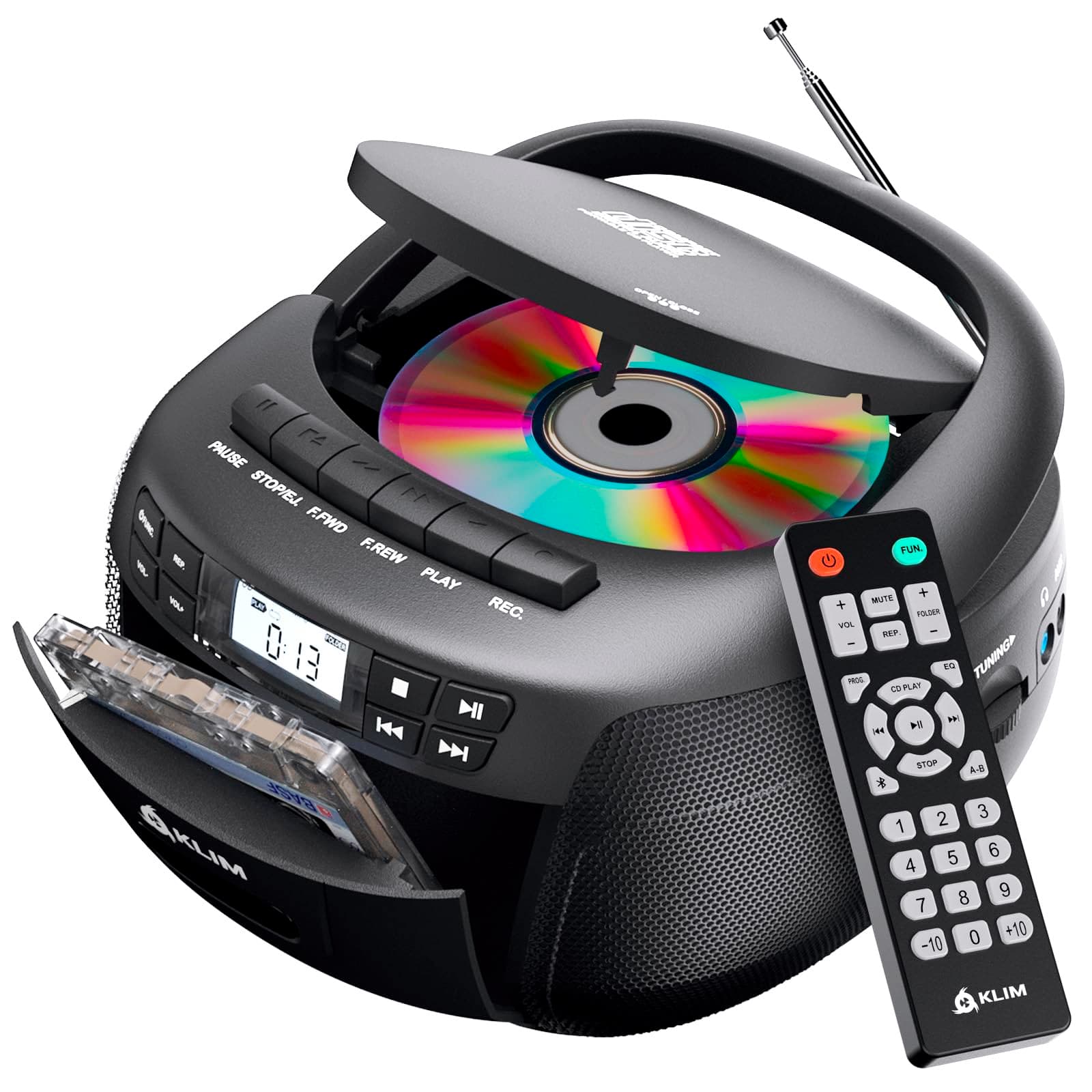 KLIM CD Player mit Kassette, Kassettenspieler, Kassettenrekorder, Radio mit CD und Kassette, CD Player mit Radio & USB, Bluetooth CD-Player, AM/FM Radio, Netz- und Batteriebetrieb Angebot bei HelloDeals