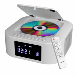 KLIM Boombox E1 Radio mit CD Player - BASS Boost mit Tieftöner - FM, MP3, Bluetooth, AUX, USB, Kompakt Disc - CD Player tragbar mit kabellosem Modus und aufladbaren Akku - Mit Fernbedienung - Weiß Angebot bei HelloDeals