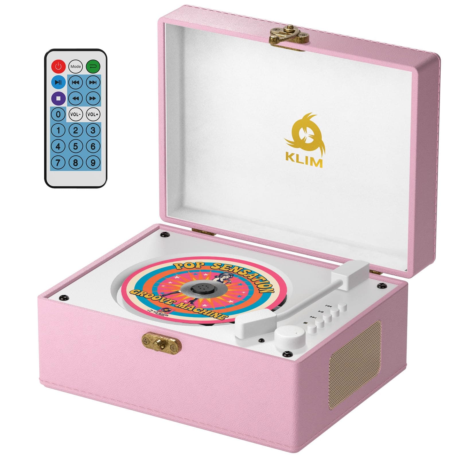 KLIM Retro CD Player – Tragbarer CD-Player mit Lautsprecher, Bluetooth-Empfänger, AUX, USB, Akku, Retro-Design, mit Fernbedienung für Zuhause und Dekoration – Rosa Angebot bei HelloDeals