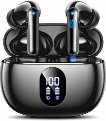Bluetooth Kopfhörer Kabellos Bluetooth 5.4 In Ear Kopfhörer mit 4 ENC Noise Cancelling Mikrofon, LED Anzeige & 48 Std Spielzeit, HiFi Tiefer Bass Wireless Earbuds IPX7 Wasserdicht für Arbeit & Studium 2025 Ver Schwarz Angebot bei HelloDeals