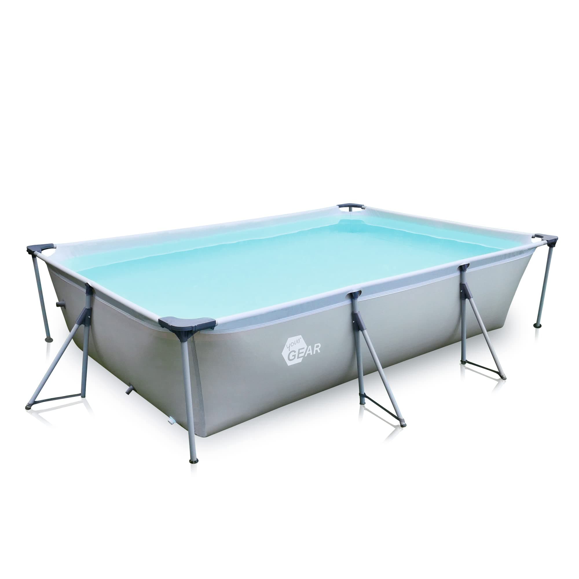 your GEAR Steel Frame Pool - div. Modelle/Größen - rund rechteckig oder quadratisch, 70-122 cm hoch Stahlrahmenpool Gartenpool Aufstellpool Schwimmbecken 300x200 300x300 400x200 Ø 366cm Ø 457cm 300 x 200 x 70 cm - Hellgrau Angebot bei HelloDeals