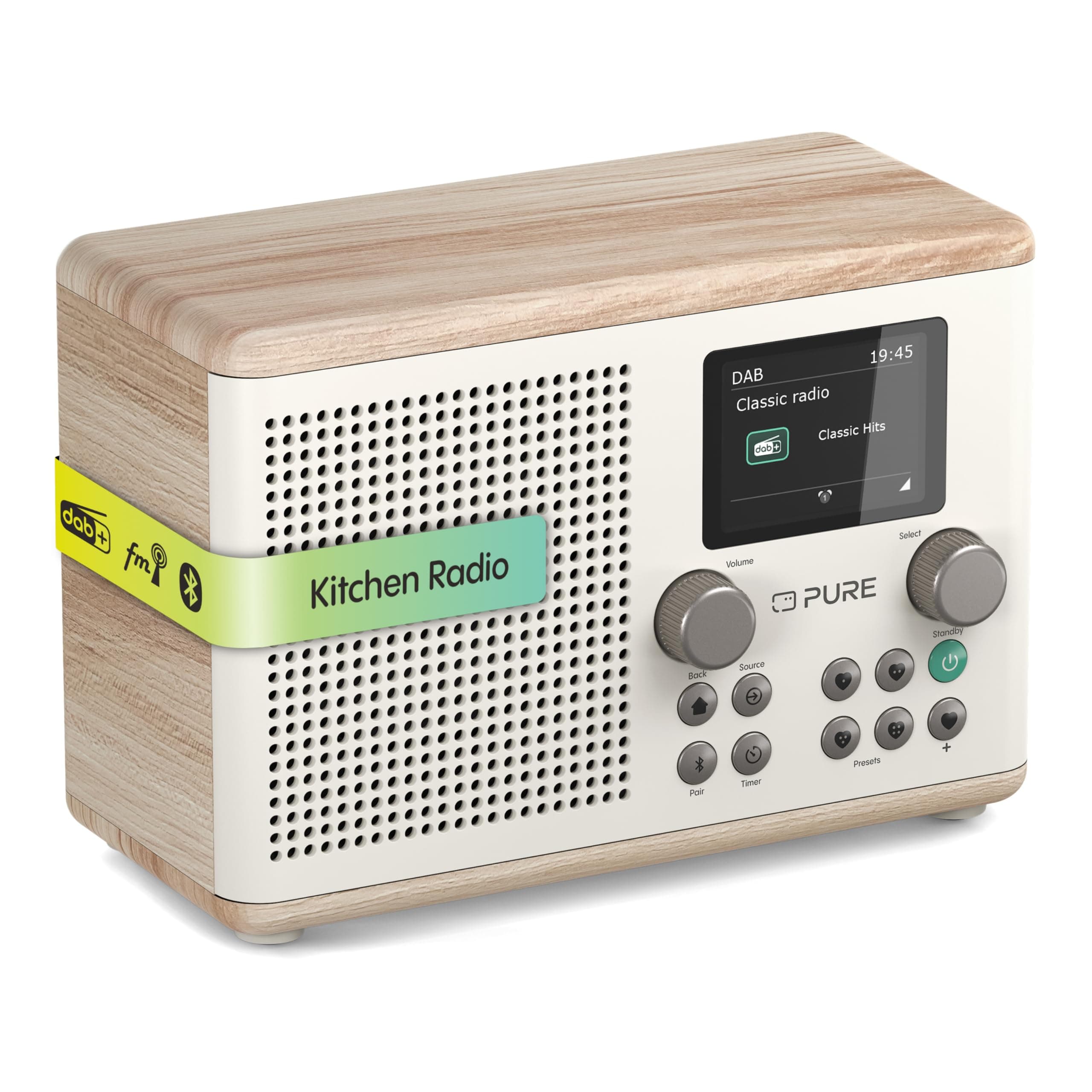 Pure Classic H4 Digitales Küchenradio (DAB+/FM, Bluetooth, USB, AUX, Küchentimer, Wecker) Weiß Angebot bei HelloDeals