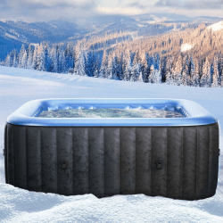 Whirlpool aufblasbar BRAST MSpa Tekapo für 6 Personen 185x185cm In-Outdoor Pool 132 Massagedüsen Energiespar-Timer Heizung Aufblasfunktion per Knopfdruck Bubble Spa Wellness Massage Angebot bei HelloDeals