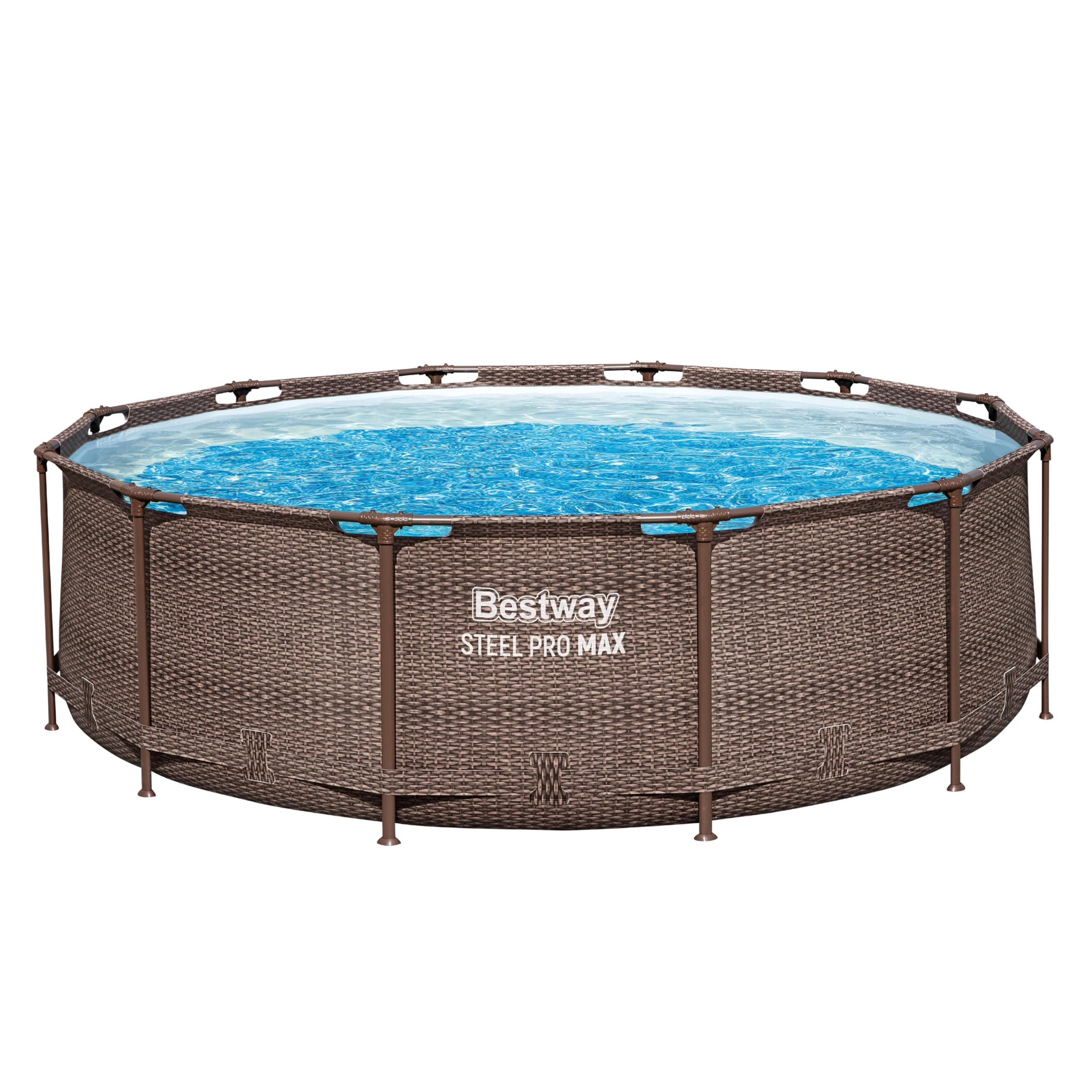 Bestway Steel Pro MAX Solo Pool ohne Zubehör 366 x 100 cm, Rattan-Optik (Schokobraun), rund Angebot bei HelloDeals