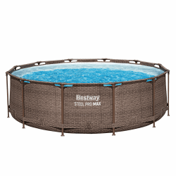 Bestway Steel Pro MAX Solo Pool ohne Zubehör 366 x 100 cm, Rattan-Optik (Schokobraun), rund Angebot bei HelloDeals