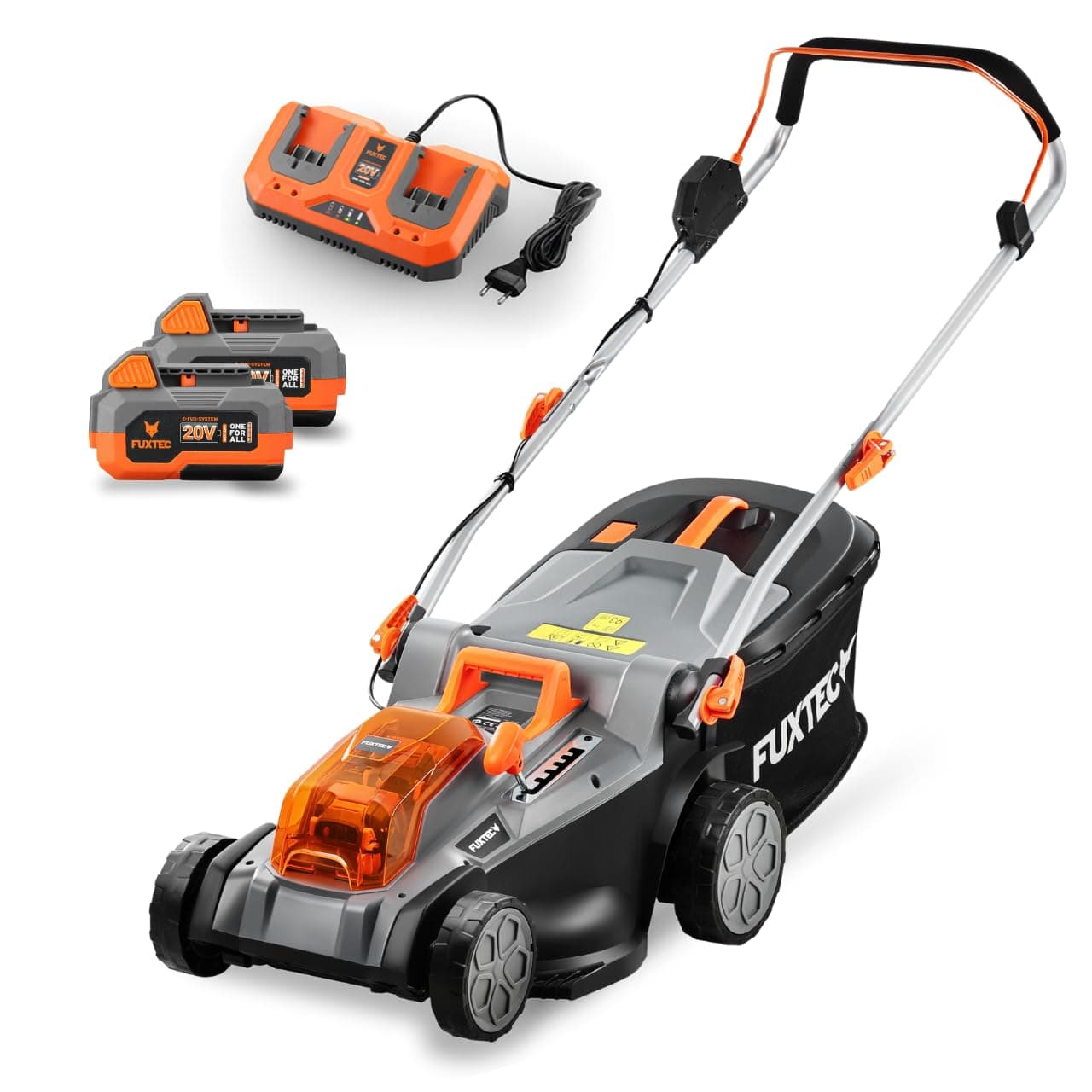 FUXTEC Akku Rasenmäher 40V (2x20V) E2RM43- Schnittbreite 43cm, Variable Schnitthöhe, Elektrorasenmäher, Kabellos (Li-Ion Akku & Ladegerät inklusive) 43cm Mäher - 40V Angebot bei HelloDeals