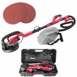 Arebos Trockenbauschleifer 750W | Langhalsschleifer Ø225mm mit Absaugsystem & Staubfangsack | Drehzahlregelung, Teleskopstange, Schwenkbarer Kopf, inkl. 6 Schleifscheiben & Koffer Angebot bei HelloDeals