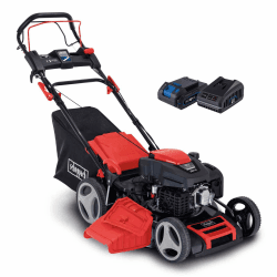 Scheppach MS225-53E VS Benzin Rasenmäher mit Antrieb & VarioSpeed - 6PS | E-Start | 53cm Schnittbreite | Reinigungsfunktion | 65 L Fangkorb | 7-stufige Höhenverstellung | Mulchfunktion | Seitenauswurf Angebot bei HelloDeals