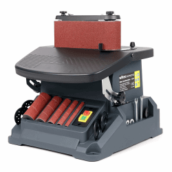 Wiltec oszillierender Spindelschleifer 500 W neigbar bis 45°, Bandschleifer mit 5 Schleifhülsen und 16 mm Oszillationshub, Kantenschleifer mit 2000 U/min zum Bandschleifen und Spindelscheifen Angebot bei HelloDeals