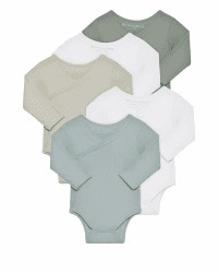 Wickelbody langarm „trunder“ – 5er-Pack aus Ripp-Baumwolle – OEKO-TEX zertifiziert – weich, dehnbar & atmungsaktiv – Baby Body mit Druckknöpfen 68 5er_grün Angebot bei HelloDeals