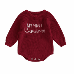 Geagodelia Gestrickt Weihnachtsstrampler Baby Mädchen Junge Weihnachtspullover Mein Erstes Weihnachten Neugeborene Baby Pullover Strampler Body Weihnachtspulli 0-3 Monate My First Christmas Rot Angebot bei HelloDeals