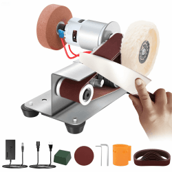Yofuly Mini Bandschleifer, Doppelschleifer Stand-Bandschleifer Schleifmaschine 7-Stufig Verstellbarer Polierer mit 330 * 30 mm Schleifbänder Geliefert, Schleifscheibe und Polierscheibe Angebot bei HelloDeals