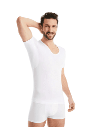 FINN Anti-Schweiß Shirt Herren mit V-Ausschnitt und integrierten Achselpads gegen Starkes Schwitzen - Unterhemd mit garantiertem Schutz vor Schweißflecken und Schweißgeruch L Weiß Angebot bei HelloDeals