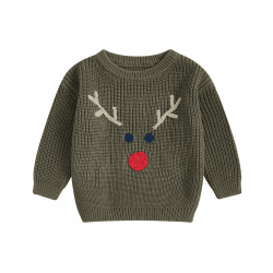 L&ieserram Baby Jungen Mädchen Weihnachten Gestrickt Pullover Jumper Weihnachtspullover Neugeborenen Kinder Langarm Strickpullover Pulli Kleinkinder Kleidung Outfit Elch - Armeegrün 12-18 Monate Angebot bei HelloDeals