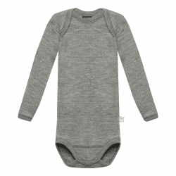 Dilling Gerippter Baby Body aus 100% BIO-Merinowolle 80 Graumeliert Angebot bei HelloDeals