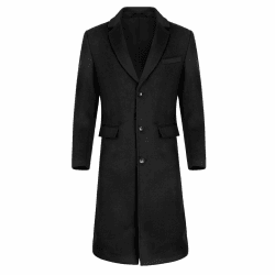 Allthemen Mantel Herren Knielang Wintermantel Wollmantel Winter Herrenmantel Slim Fit Umlegekragen Mäntel Business XL Schwarz Angebot bei HelloDeals