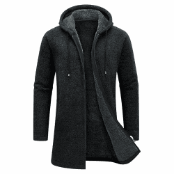 KUDORO Strickjacke Herren Cardigan Lang Trachtenjacke Kapuze mit Kapuze Gestrickt Pullover Hoodie Wintermantel Sweatjacke Feinstrick Winterjacke Fleecejacke XL Schwarz1 Angebot bei HelloDeals