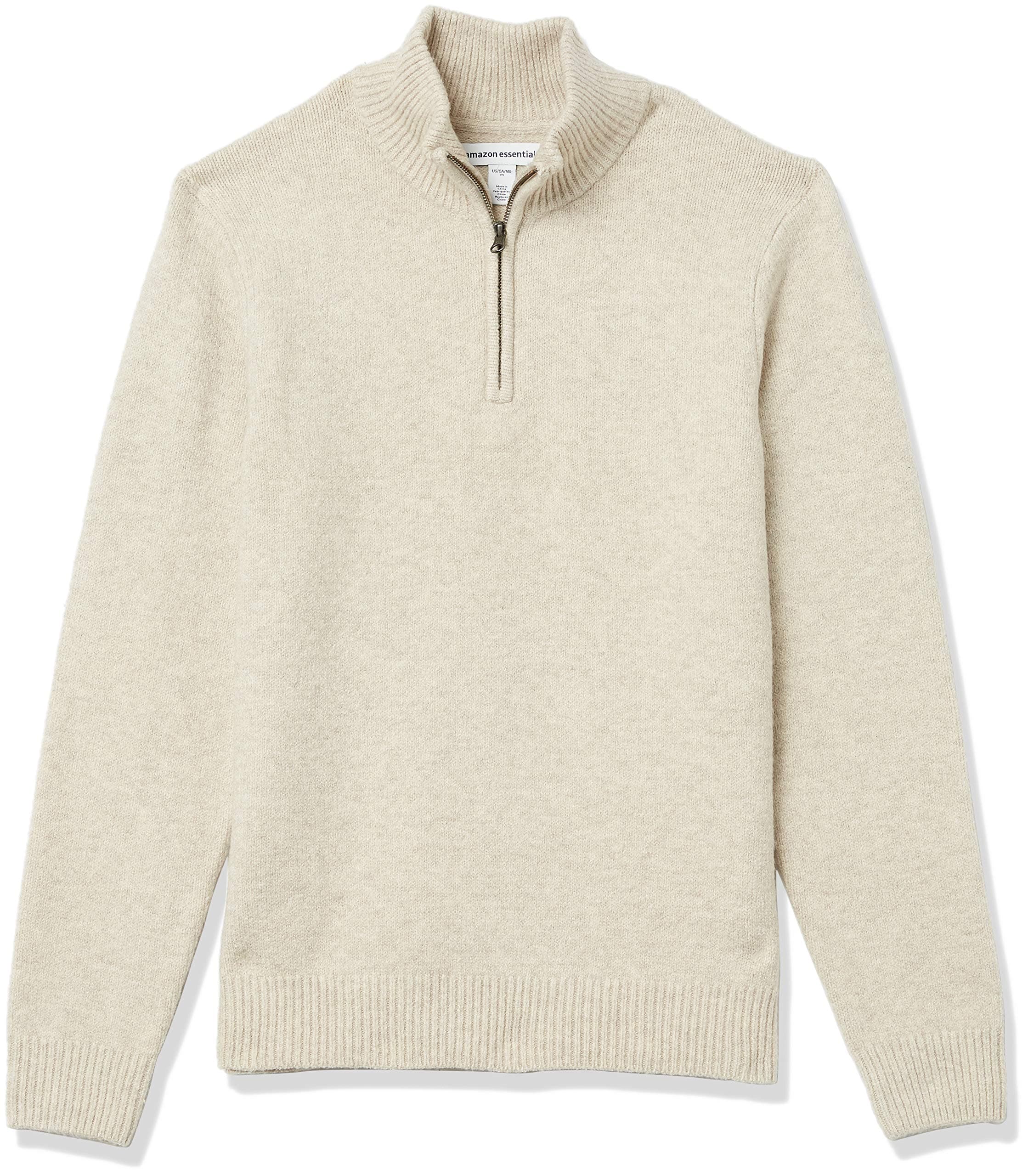 Amazon Essentials Herren Soft-Touch-Pullover mit Viertelreißverschluss und Langen Ärmeln L Gebrochenes Weiß Angebot bei HelloDeals
