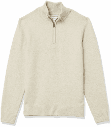 Amazon Essentials Herren Soft-Touch-Pullover mit Viertelreißverschluss und Langen Ärmeln L Gebrochenes Weiß Angebot bei HelloDeals