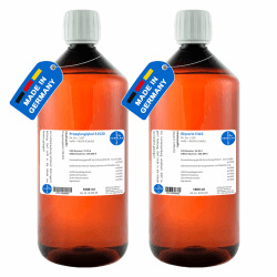 HERRLAN® Glycerin 99,5% + Propylenglykol 99,5% Set – 2 x 1000 ml Kosmetik-Rohstoffe in Pharmaqualität - Vegan, pflanzlich & Made in Germany 1000 ml PG + 1000 ml VG Angebot bei HelloDeals