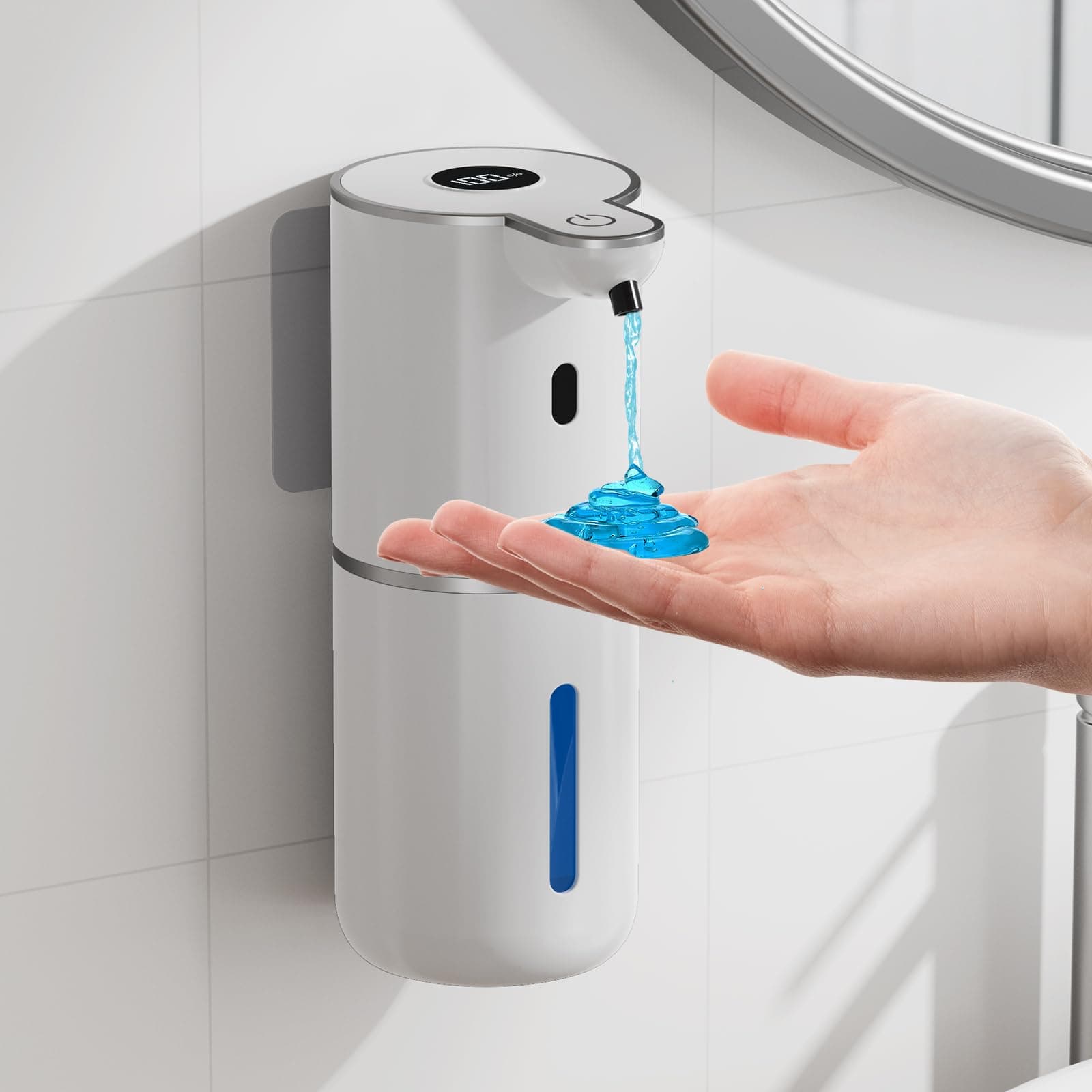 Seifenspender Automatisch, Elektrischer Seifenspender mit Display, USB-Wiederaufladbarer,6-Stufig Einstellbar, 380ml Wandmontage für Badezimmer/Küche/Geschirrspülmittel, Weiß Weiß Flüssigetyp Angebot bei HelloDeals