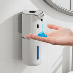 Seifenspender Automatisch, Elektrischer Seifenspender mit Display, USB-Wiederaufladbarer,6-Stufig Einstellbar, 380ml Wandmontage für Badezimmer/Küche/Geschirrspülmittel, Weiß Weiß Flüssigetyp Angebot bei HelloDeals
